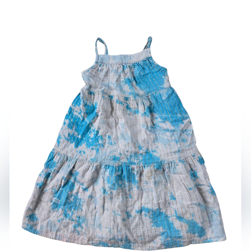 Cat & Jack Blue & White Tiered Tie Dye Sundress Size 4T EUC